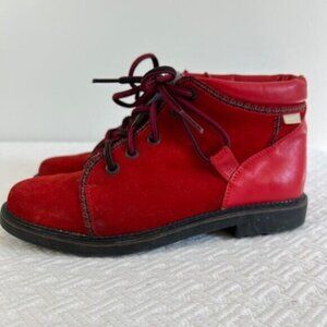 Vintage Mexx Women's Size 6 Red Leather Suede Boots Booties Unique Cute 80s 90s